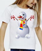 Новогодняя футболка "Снеговик детские" с принтом на сайте mosmayka.ru