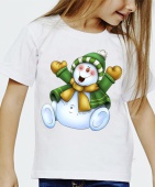 Новогодняя футболка "Снеговик 22" детская с принтом