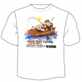 Мужская футболка "Кот рыболов" с принтом