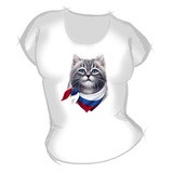 Женская футболка "Кот с флагом" с принтом