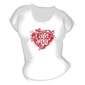 Женская футболка "Сердце I LOVE YOU" с принтом