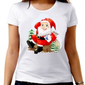 Новогодняя футболка "Весёлый дед мороз 2" женская с принтом