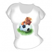 Женская футболка "Котенок и мяч" с принтом