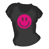 Женская чёрная футболка "Смайл" с принтом