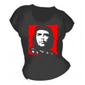 Женская чёрная футболка "Чегеваро" с принтом