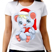 Новогодняя футболка "Котёнок" женская с принтом на сайте mosmayka.ru