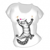 Женская футболка "Кот с любовью" с принтом