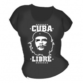 Женская чёрная футболка "Куба" с принтом