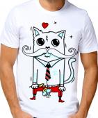 Парная футболка "Модный кот" мужская с принтом