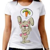 Парная футболка "Зайка с морковкой" женская с принтом