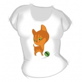 Женская футболка "Котёнок и клубок" с принтом