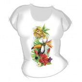 Женская футболка "Цветы с птицей" с принтом