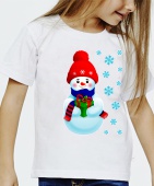 Новогодняя футболка "Снеговик 36" детская с принтом