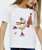 Новогодняя футболка "Снеговик и ёлка" детская с принтом