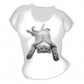 Женская футболка "Кошка перевёрнутая" с принтом