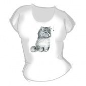 Женская футболка "Кошка с паучком" с принтом