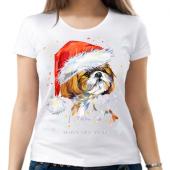 Новогодняя футболка "Собачка 15" женская с принтом