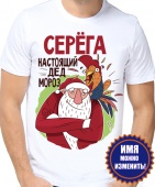 Новогодняя футболка "Серёга настоящий дед мороз" мужская с принтом