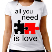 Парная футболка "Нуждаюсь в любви" женская с принтом