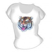 Женская футболка "Морда тигра" с принтом