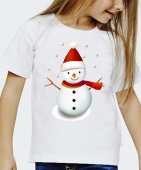 Новогодняя футболка "Снеговик 27" детская с принтом
