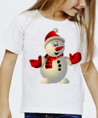 Новогодняя футболка "Снеговик в варешках1" детская с принтом