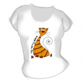 Женская футболка "Кот в полоску" с принтом
