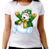 Новогодняя футболка "Снеговик 22" женская с принтом