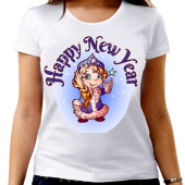 Новогодняя футболка "Happy New Year" с принтом