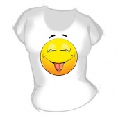 Женская футболка "Смайл с языком" с принтом