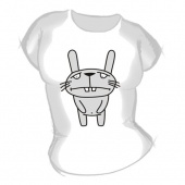 Женская футболка "Смешной заяц" с принтом