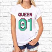 Парная футболка "QVEEN 01 цветная" женская с принтом на сайте mosmayka.ru