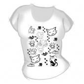 Женская футболка "Много кошек" с принтом