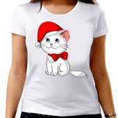 Новогодняя футболка "Новогодний котёнок" женская с принтом