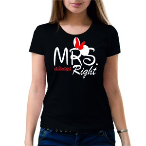 Парная футболка "Мисс всегда права" женская с принтом на сайте mosmayka.ru
