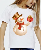 Новогодняя футболка "Снеговик 23" детская с принтом