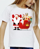 Новогодняя футболка "Дед мороз и сани детские" с принтом