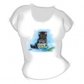 Женская футболка "Кошка с рыбкой" с принтом