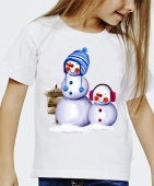 Новогодняя футболка "Снеговик 39" детская с принтом