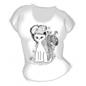 Женская футболка "Кошка с арнаментом" с принтом