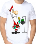 Новогодняя футболка "Дед мороз с колокольчиком" мужская с принтом