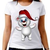 Новогодняя футболка "Мишутка" женская с принтом