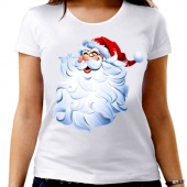 Новогодняя футболка "Бородатый мороз" женская с принтом
