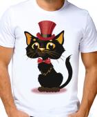 Парная футболка "Черный кот" мужская с принтом
