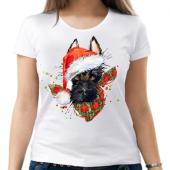 Новогодняя футболка "Собачка 11" женская с принтом