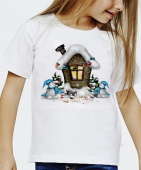 Новогодняя футболка "Новогодний домик" детская с принтом