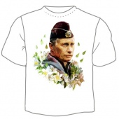 Детская футболка "0694. "Путин и цветы" с принтом
