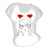 Женская футболка "Парень и девушка с шарами" с принтом
