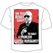 Мужская футболка "Путин в черном" с принтом на сайте mosmayka.ru