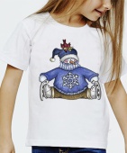 Новогодняя футболка "Снеговик со снежинкой" детская с принтом